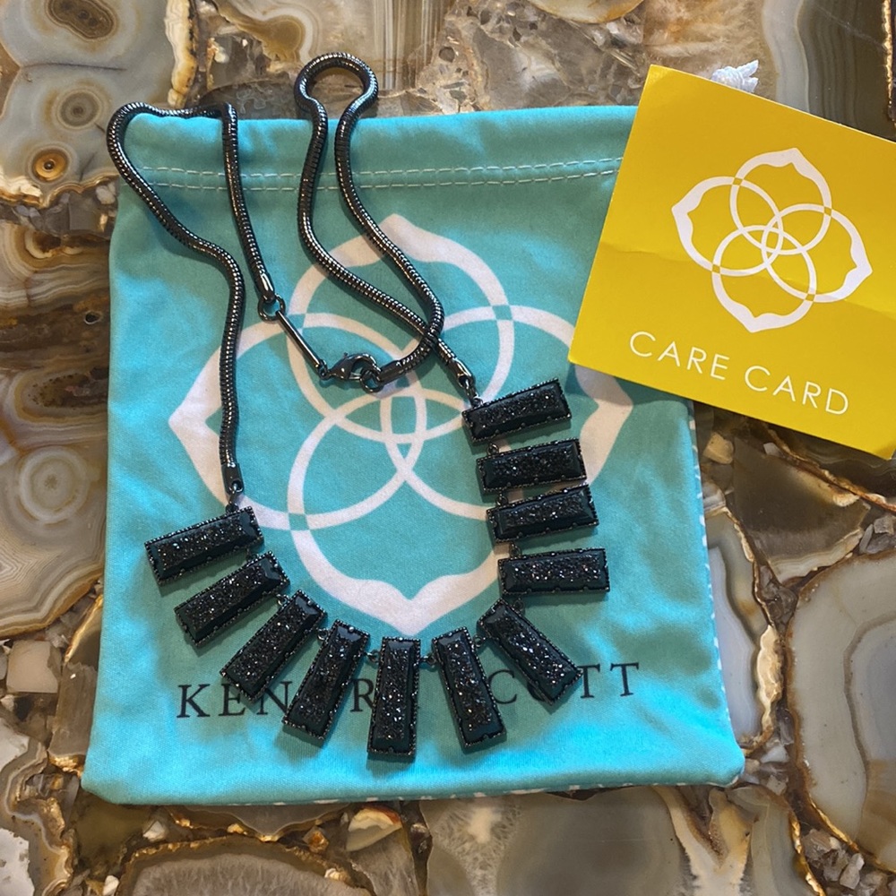 Kendra Scott Gunmetal black drusy Angelina Necklace | Excellent condition!